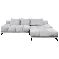 ECKSOFA in Chenille Hellgrau  - Hellgrau/Schwarz, Modern, Textil/Metall (290/182cm) - Hom`in