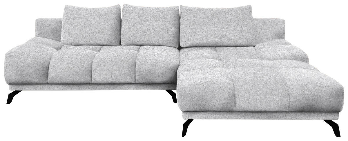 ECKSOFA in Chenille Hellgrau  - Hellgrau/Schwarz, Modern, Textil/Metall (290/182cm) - Hom`in