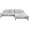 ECKSOFA in Chenille Hellgrau  - Hellgrau/Schwarz, MODERN, Textil/Metall (290/182cm) - Hom`in