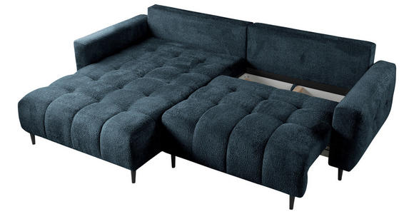 ECKSOFA Blau Chenille  - Blau/Schwarz, KONVENTIONELL, Holz/Textil (180/266cm) - Carryhome