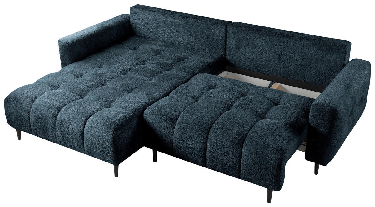 ECKSOFA Blau Chenille  - Blau/Schwarz, KONVENTIONELL, Holz/Textil (180/266cm) - Carryhome