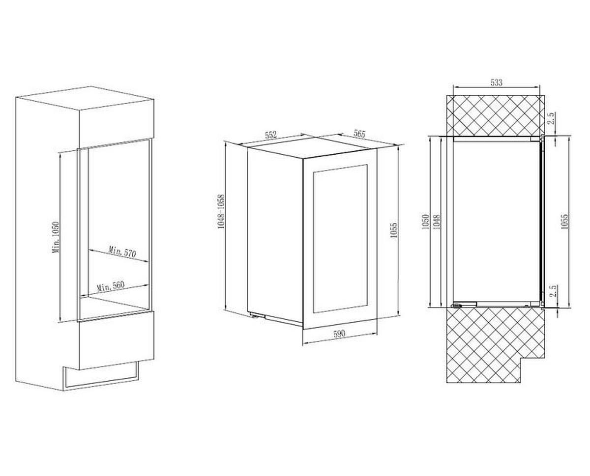 WEINKÜHLSCHRANK AVI105PLATINUM  - Schwarz, Basics, Glas/Holz (59,0/105,5/56,5cm)