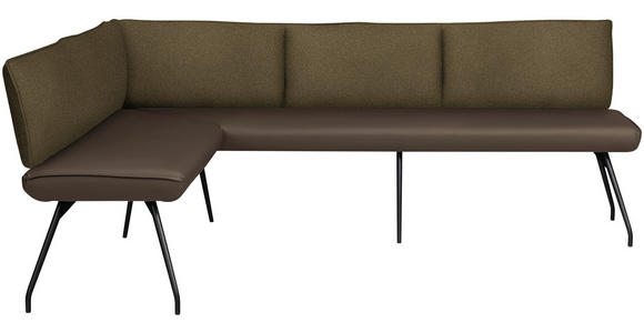 ECKBANK 165/225 cm  in Braun  - Schwarz/Braun, Design, Textil/Metall (165/225cm) - Moderano