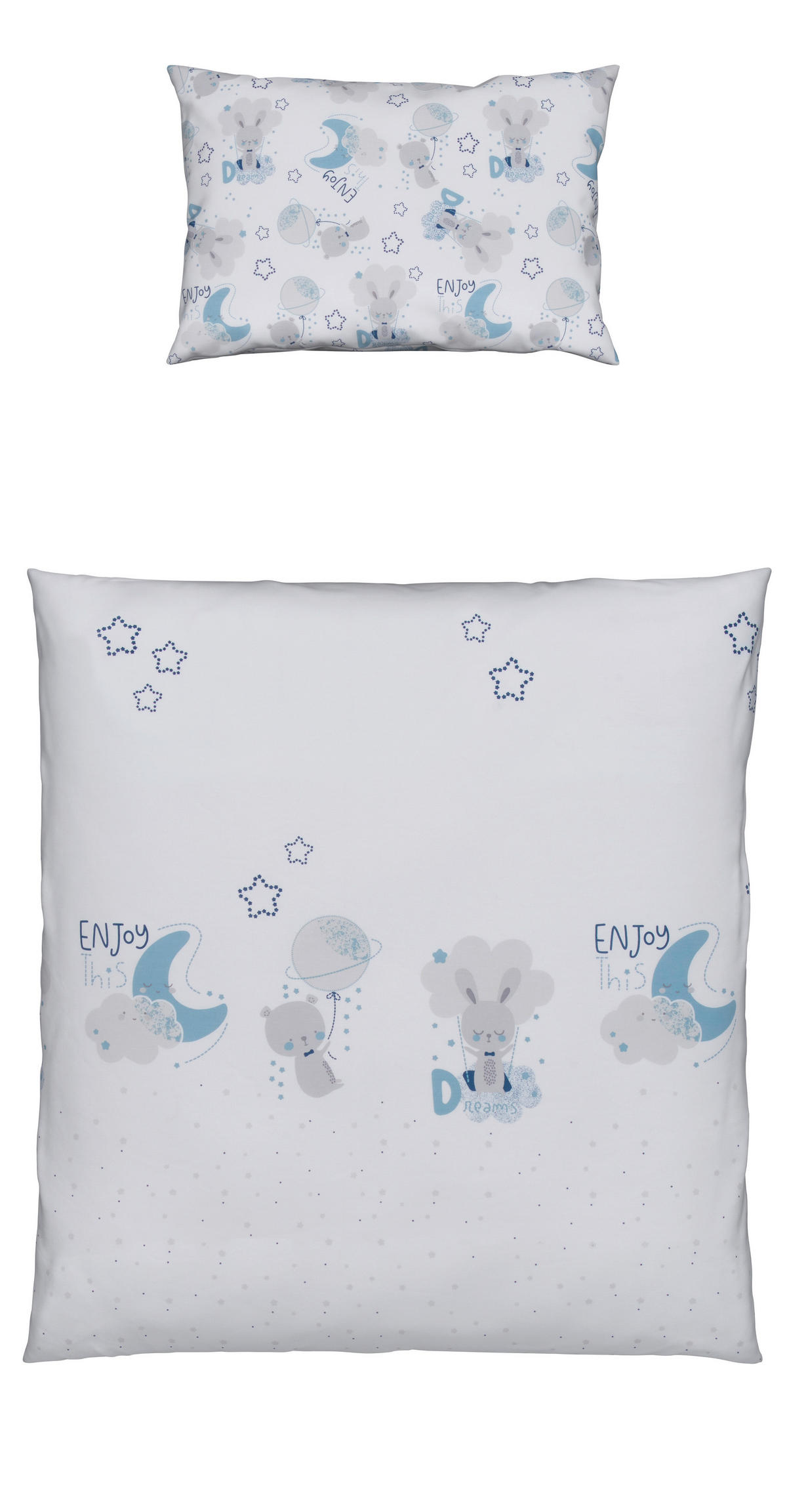 BABYBETTWÄSCHE 80/80 cm  - Blau/Grau, Basics, Textil (80/80cm) - Avelia