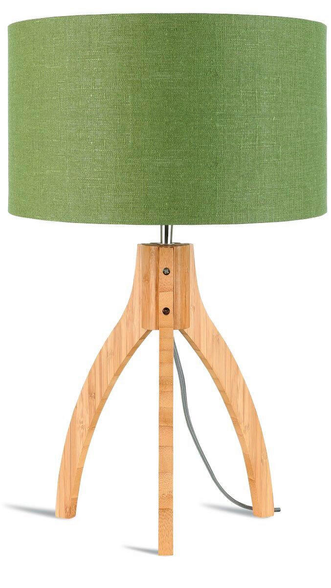 BORDSLAMPA GOOD&MOJO  36/54 cm   - grön/naturfärgad, Trend, trä/textil (36/54cm) - Good & Mojo