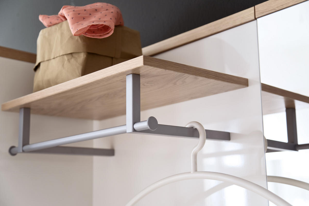 GARDEROBE 5-teilig  in 160/201/35 cm  - Weiss/Eichefarben, Design, Glas/Holz (160/201/35cm) - Moderano