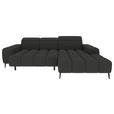 ECKSOFA Anthrazit Flachgewebe Rücken echt, Kopfteilverstellung, Sitztiefenverstellung  - Anthrazit/Schwarz, KONVENTIONELL, Kunststoff/Textil (273/171cm) - Carryhome