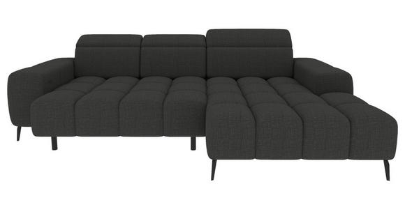 ECKSOFA Anthrazit Flachgewebe Rücken echt, Kopfteilverstellung, Sitztiefenverstellung  - Anthrazit/Schwarz, KONVENTIONELL, Kunststoff/Textil (273/171cm) - Carryhome