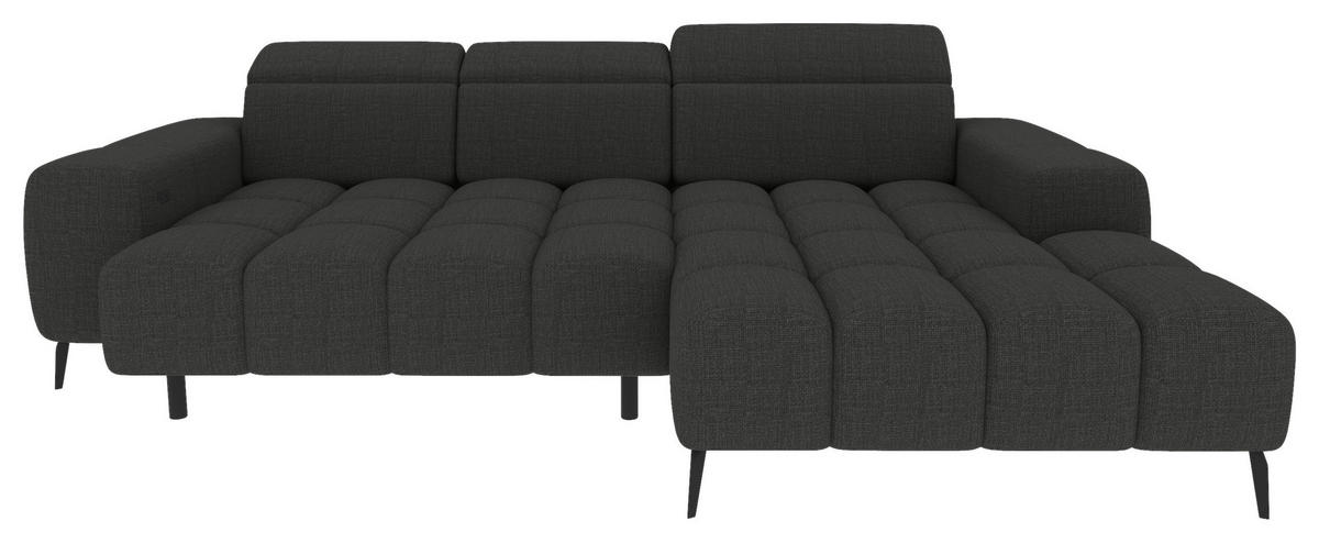 ECKSOFA Anthrazit Flachgewebe Rücken echt, Kopfteilverstellung, Sitztiefenverstellung  - Anthrazit/Schwarz, KONVENTIONELL, Kunststoff/Textil (273/171cm) - Carryhome