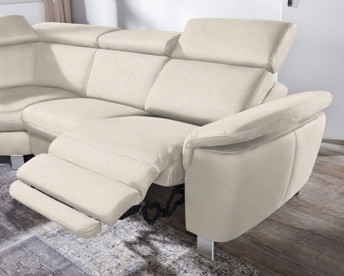 ECKSOFA in Flachgewebe, Mikrofaser Ecru  239/271 cm  - Ecru/Beige, Design, Textil/Metall (239/271cm) - Cantus