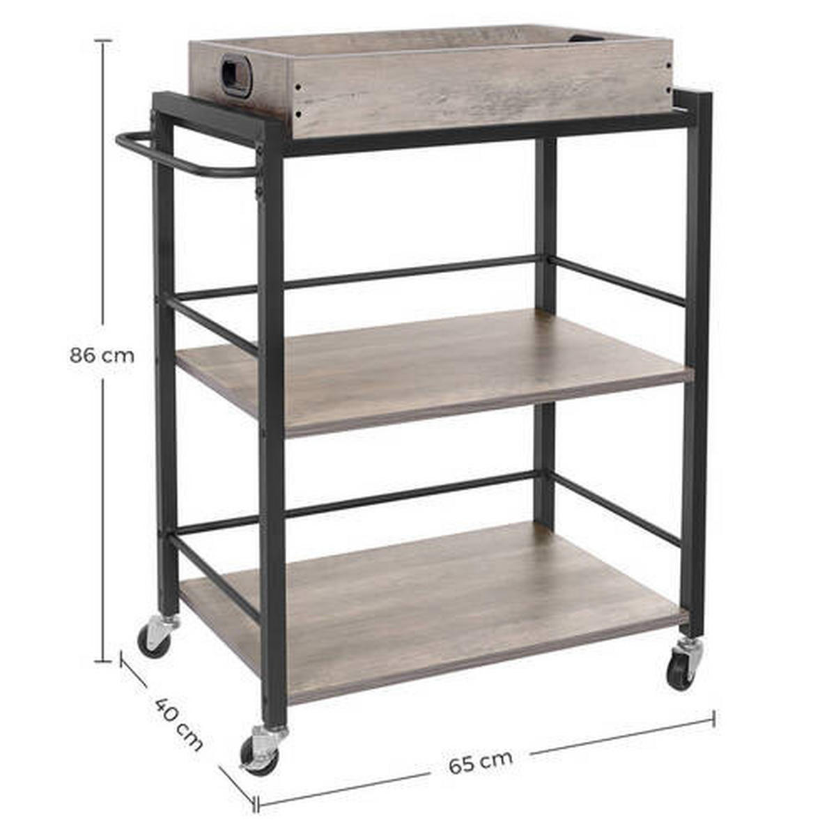 ALLZWECKWAGEN Schichtholz Grau, Schwarz  - Schwarz/Grau, Basics, Holzwerkstoff/Metall (72/86/40cm) - Boxxx
