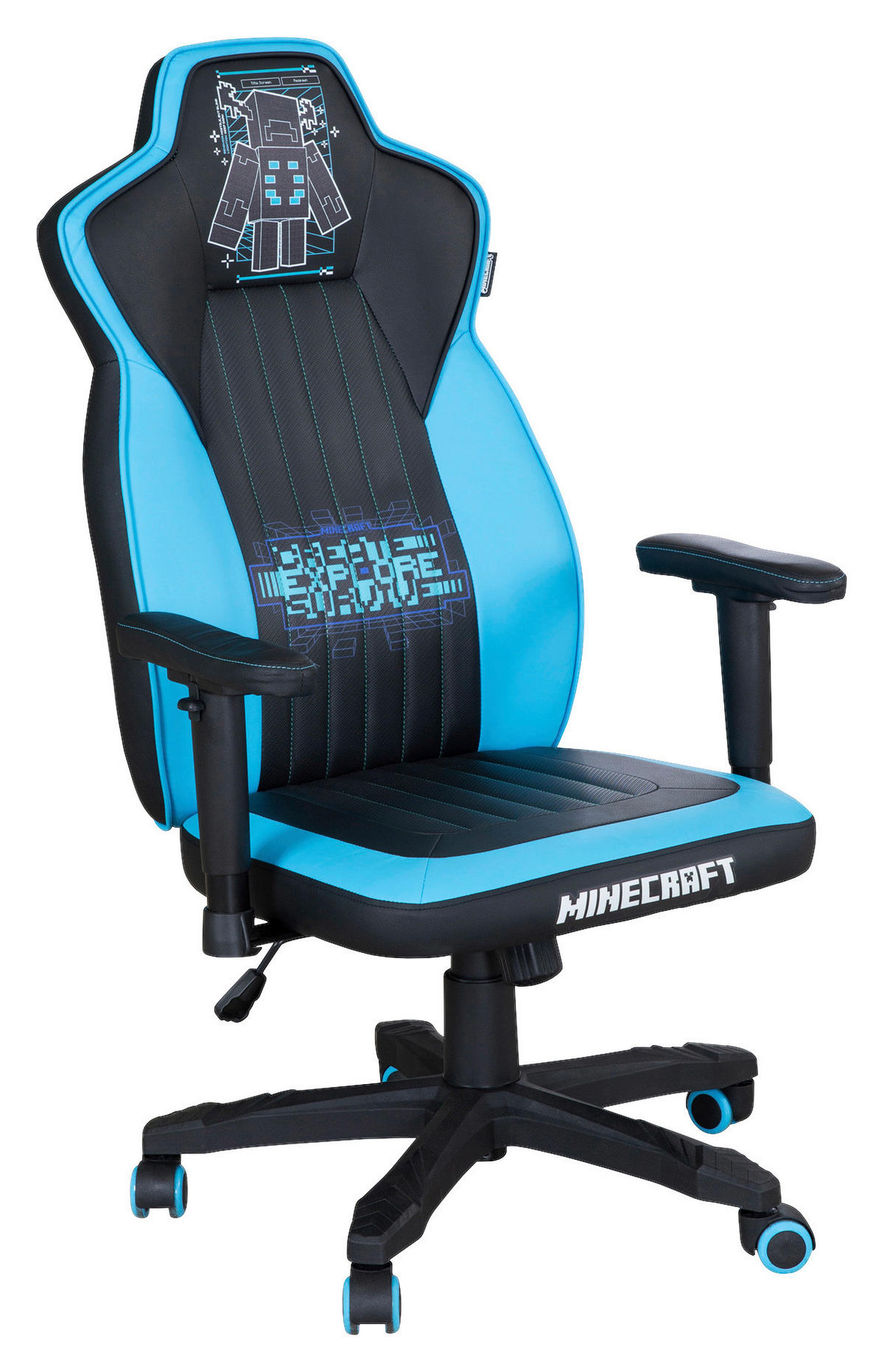 GAMINGSTUHL Blau, Schwarz Kunststoff, Textil   - Blau/Schwarz, MODERN, Kunststoff/Textil (59,5/102,5/66cm) - Minecraft