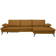 ECKSOFA in Echtleder Currygelb  - Currygelb/Schwarz, Design, Leder/Metall (325/157cm) - Dieter Knoll