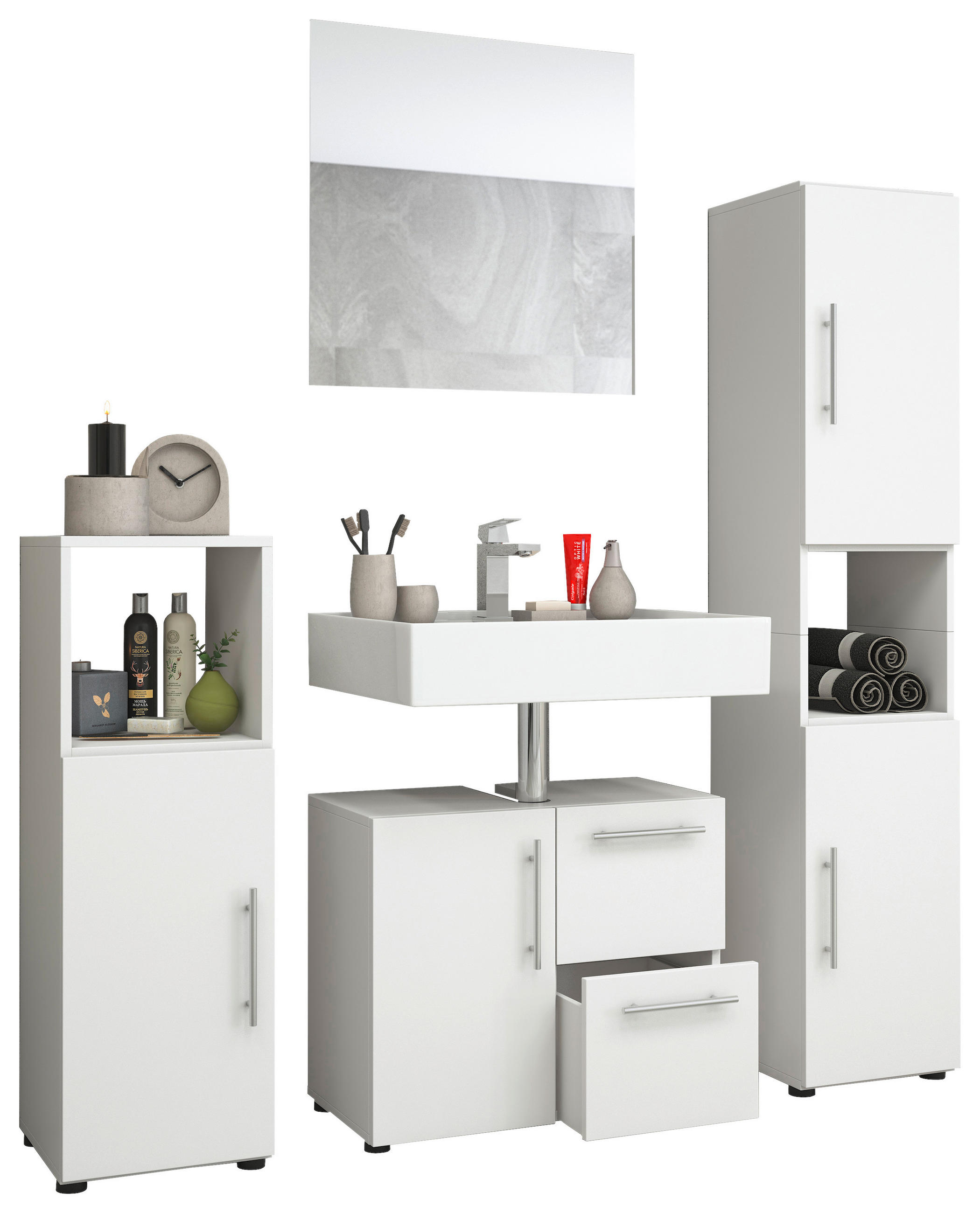 BADEZIMMER 123 cm - Weiß, KONVENTIONELL (123cm) - MID.YOU