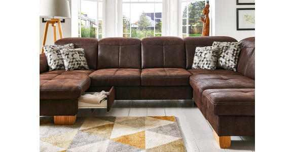 WOHNLANDSCHAFT Braun - Eichefarben/Beige, LIFESTYLE, Textil (243/342/185cm) - Voleo