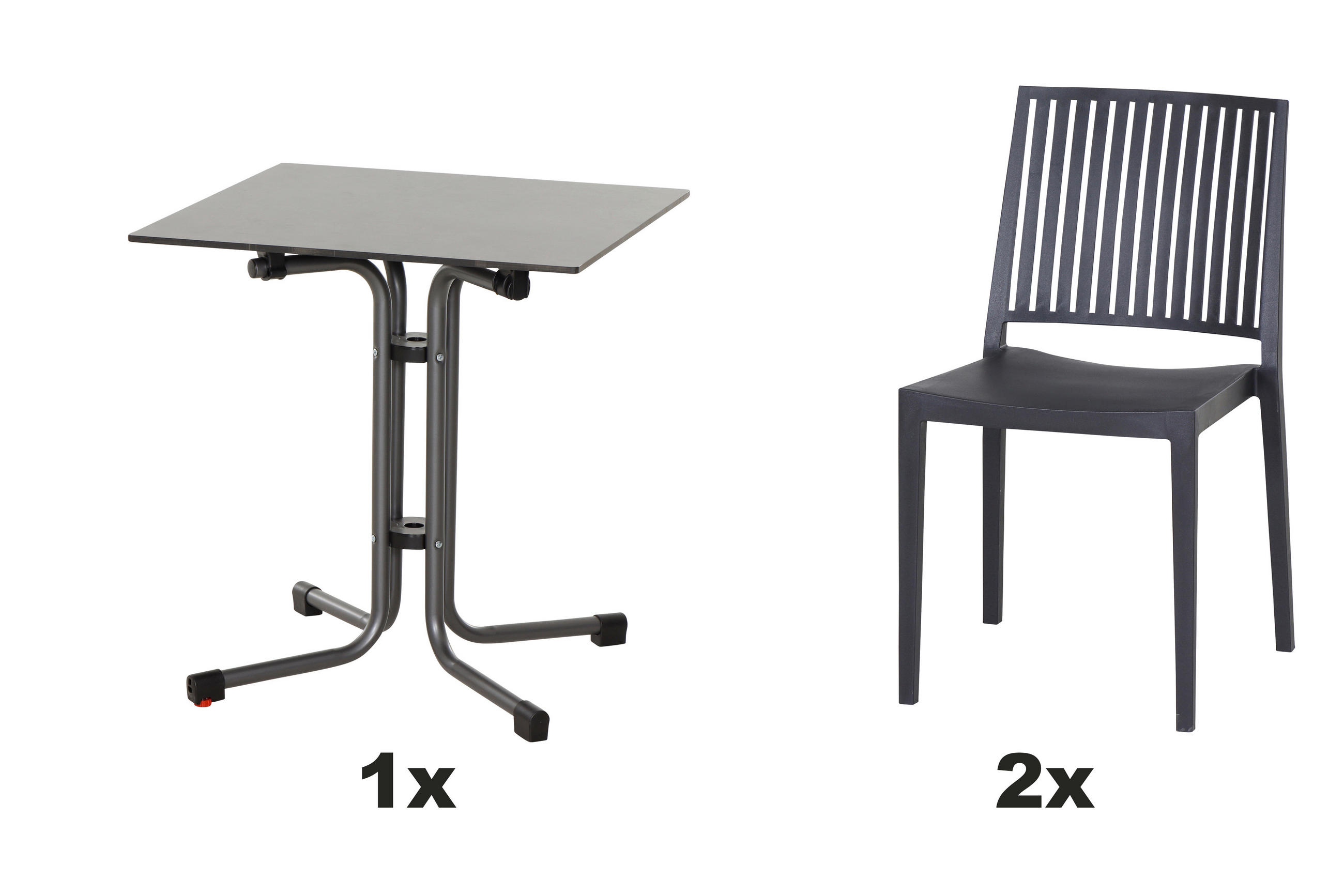 GARTENGARNITUR 3-teilig Stahl  - Anthrazit, Basics, Kunststoff/Metall (57/80/56cm) - Siena Garden