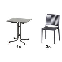 GARTENGARNITUR 3-teilig Stahl  - Anthrazit, Basics, Kunststoff/Metall (57/80/56cm) - Siena Garden