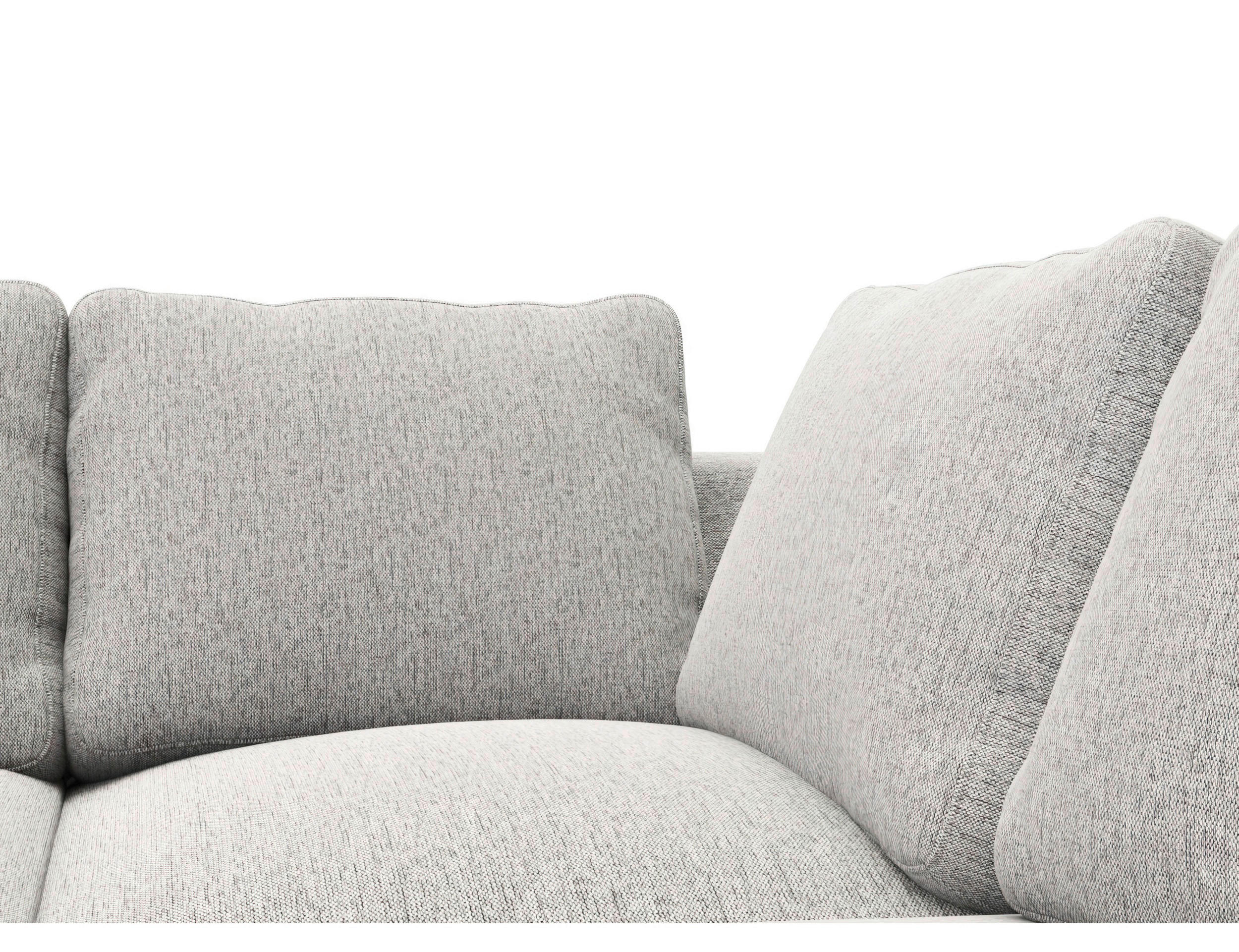ECKSOFA Hellgrau Webstoff, Flachgewebe  - Hellgrau/Schwarz, Design, Textil/Metall (206/252cm) - Livetastic