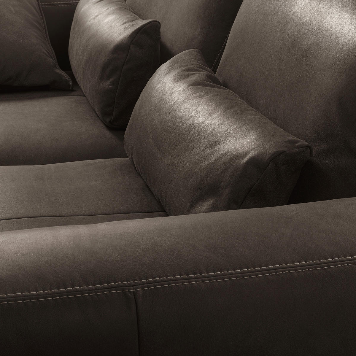 2-SITZER-SOFA  in Echtleder Fango   - Fango/Beige, Design, Leder/Kunststoff (240/85/123cm) - Livetastic