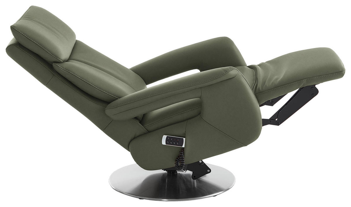 RELAXSESSEL in Leder Grün  - Edelstahlfarben/Grün, Design, Leder/Metall (78/112/85cm) - Cantus