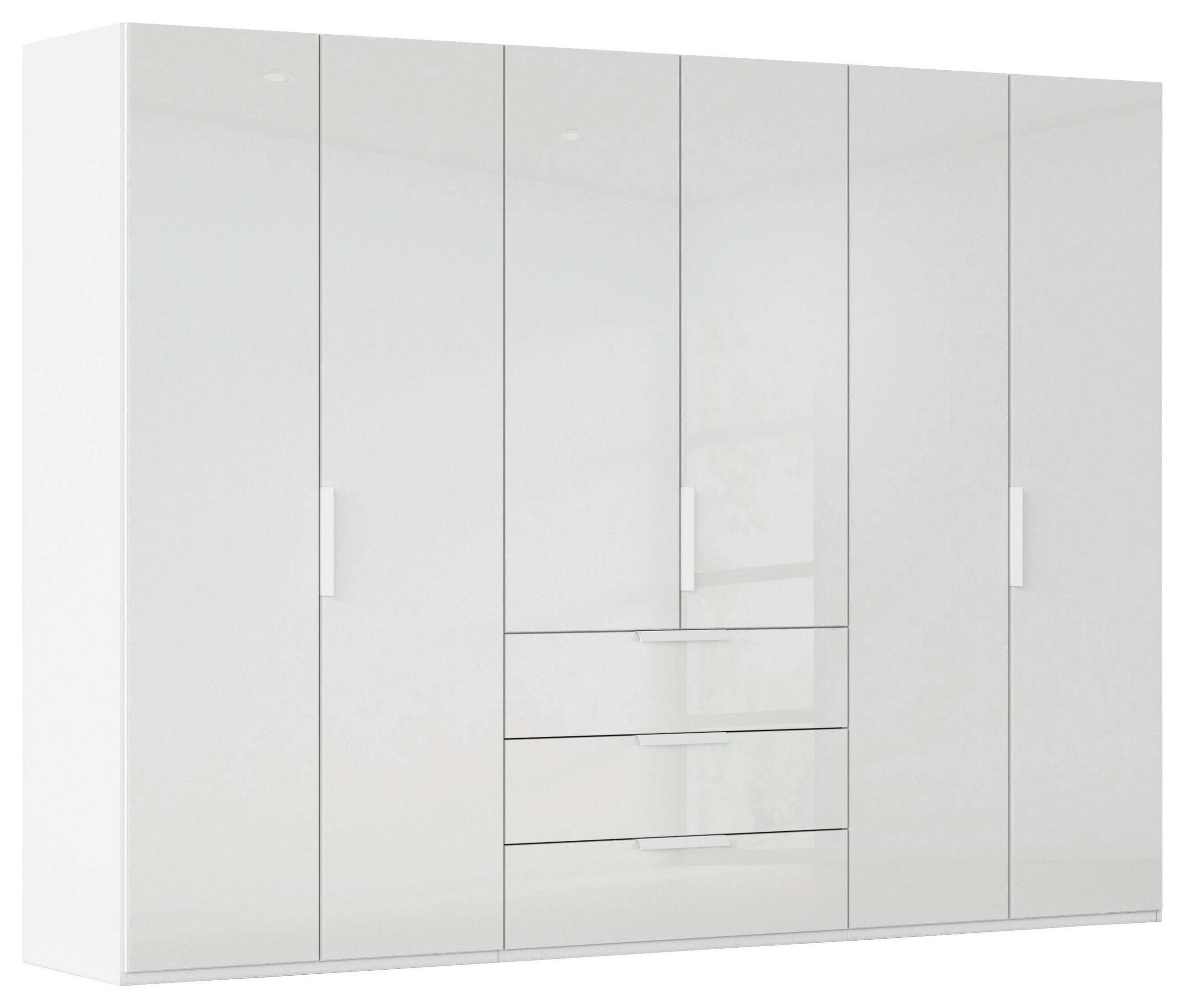 DREHTÜRENSCHRANK 301/223/61 cm,  in Weiß, 6-türig  - Weiß, Basics, Glas/Holzwerkstoff (301/223/61cm) - Novel