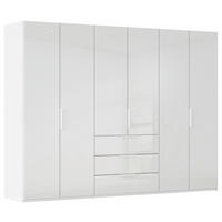 DREHTÜRENSCHRANK 301/223/61 cm,  in Weiß, 6-türig  - Weiß, Basics, Glas/Holzwerkstoff (301/223/61cm) - Novel