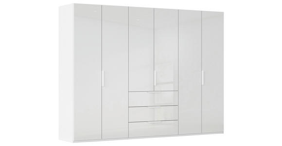 DREHTÜRENSCHRANK 301/235/61 cm,  in Weiß, 6-türig  - Weiß, Basics, Glas/Holzwerkstoff (301/235/61cm) - Novel