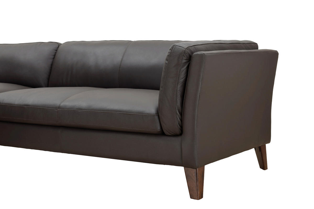ECKSOFA SERA Braun Echtleder Lederlook  - Dunkelbraun/Braun, Design, Leder/Holz (194/235cm) - Livetastic