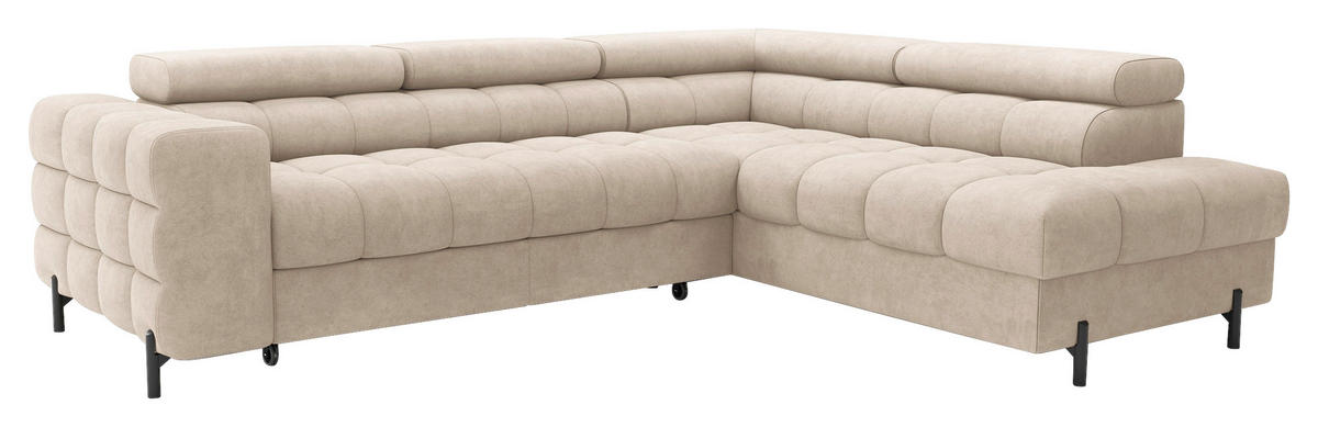 ECKSOFA FERUCCE in Chenille Beige  276/200 cm  - Beige/Schwarz, Design, Textil/Metall (276/200cm) - MID.YOU