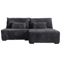 ECKSOFA in Cord Schwarz  - Schwarz, Modern, Holz/Textil (210/145cm) - MID.YOU