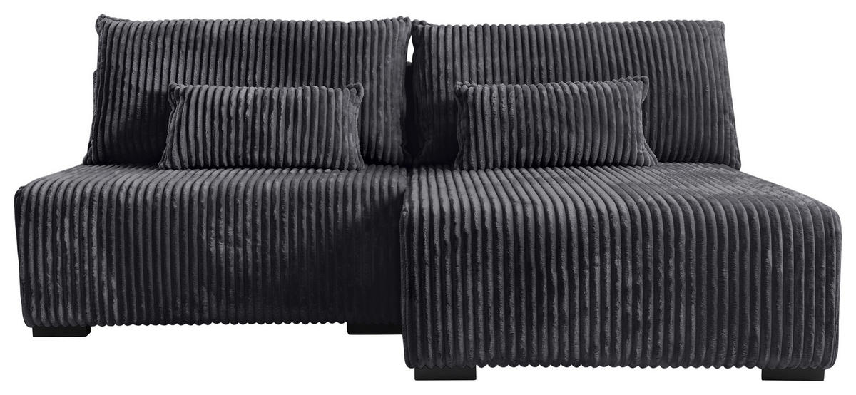 ECKSOFA in Cord Schwarz  - Schwarz, Modern, Holz/Textil (210/145cm) - MID.YOU