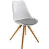 STUHL Lederlook Grau, Naturfarben, Weiß  - Naturfarben/Weiß, LIFESTYLE, Holz/Kunststoff (48,5/85/55cm) - Livetastic