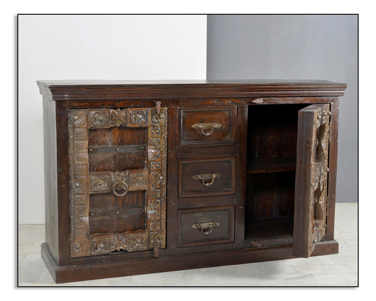 SIDEBOARD  150/90/45 cm 3 Schublade(n)  - Messingfarben/Braun, Design, Holz/Metall (150/90/45cm) - MID.YOU