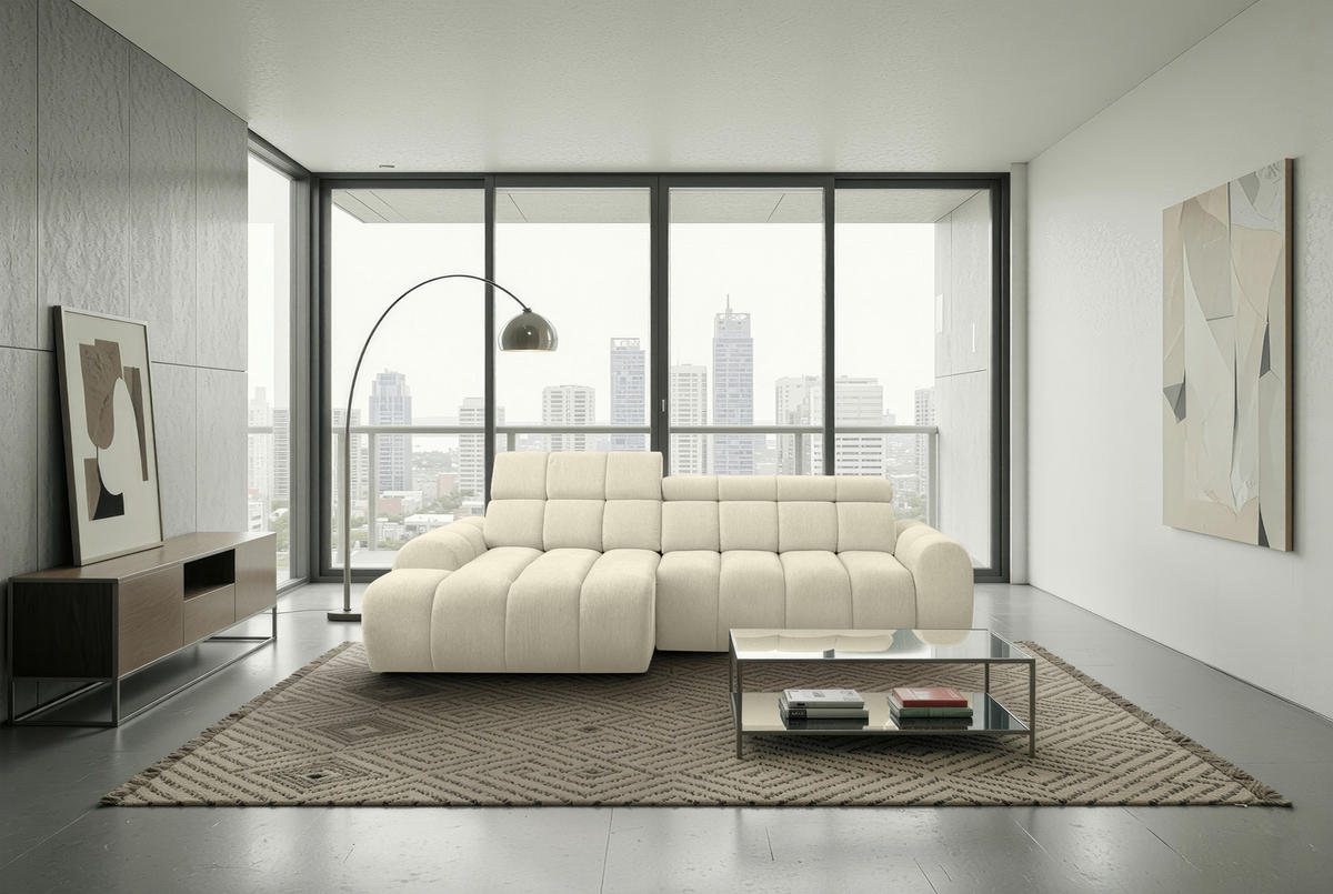 UGAONA GARNITURA krem  - crna/krem, Dizajnerski, tekstil/plastika (152/290cm) - Stylife