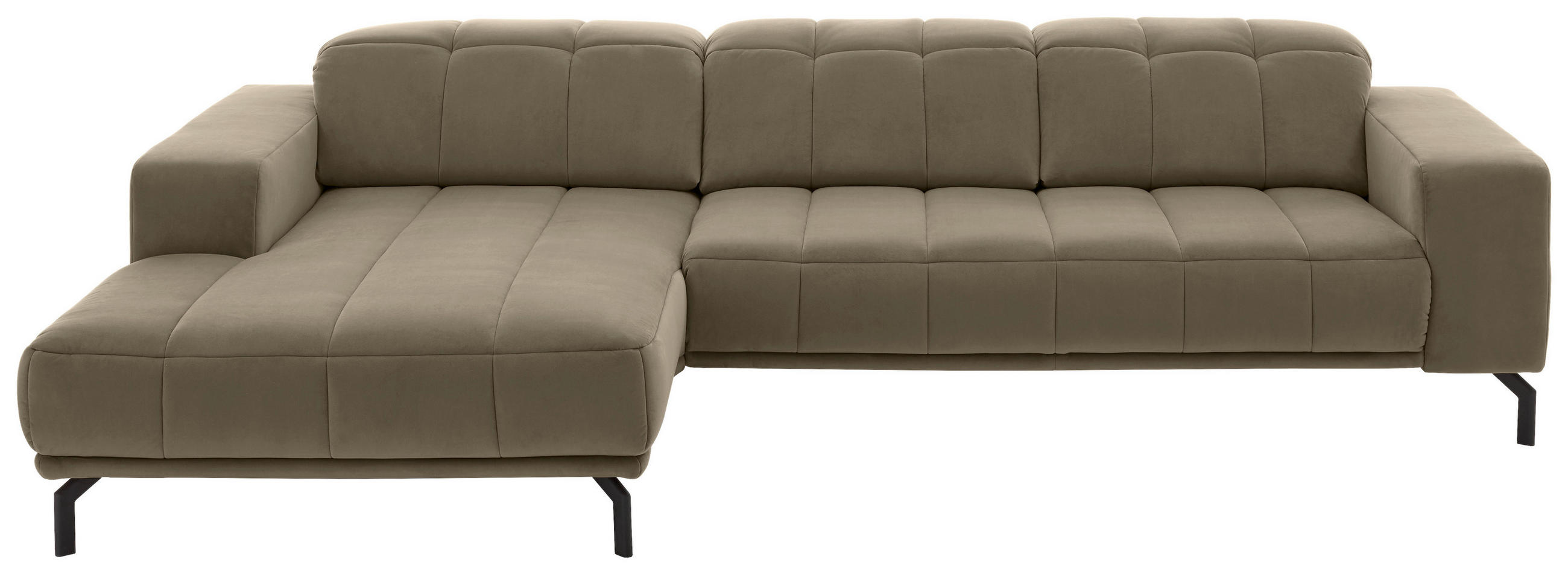 ECKSOFA in Velours Graubraun  - Graubraun/Schwarz, Design, Textil/Metall (195/293cm) - Beldomo Style