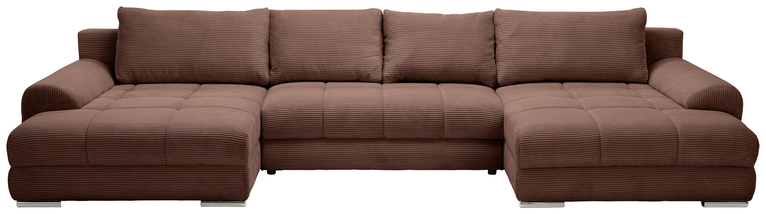 WOHNLANDSCHAFT  in Cord Dunkelbraun  - Chromfarben/Dunkelbraun, KONVENTIONELL, Kunststoff/Textil (180/376/180cm) - Carryhome