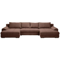 WOHNLANDSCHAFT Cord Dunkelbraun  - Chromfarben/Dunkelbraun, Konventionell, Kunststoff/Textil (180/376/180cm) - Carryhome