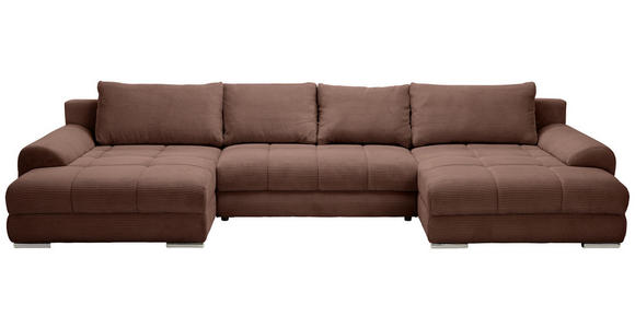 WOHNLANDSCHAFT  in Cord Dunkelbraun  - Chromfarben/Dunkelbraun, KONVENTIONELL, Kunststoff/Textil (180/376/180cm) - Carryhome