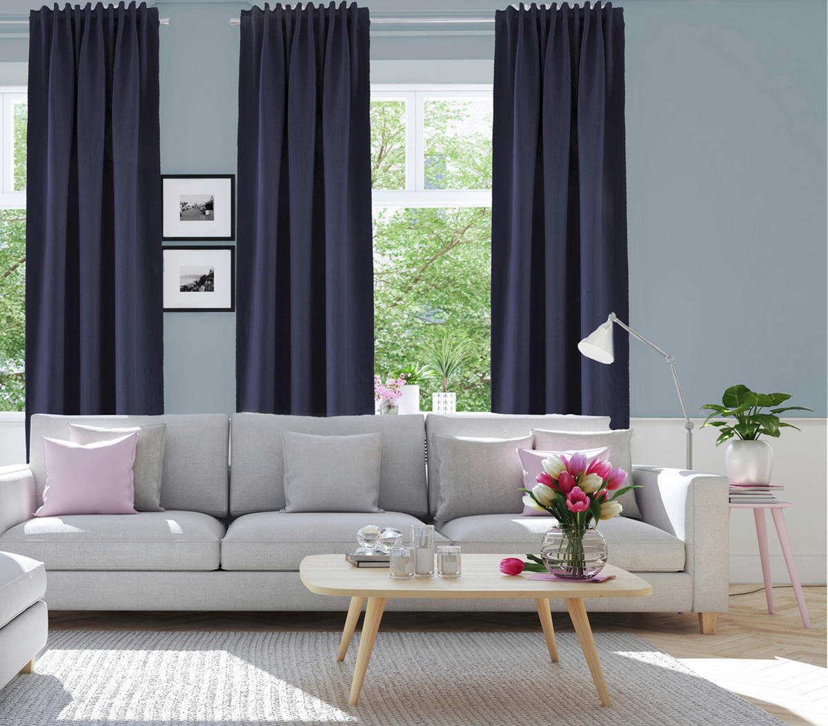 WÄRMESCHUTZVORHANG MILTON Verdunkelung 140/245 cm   - Dunkelblau, Basics, Textil (140/245cm)