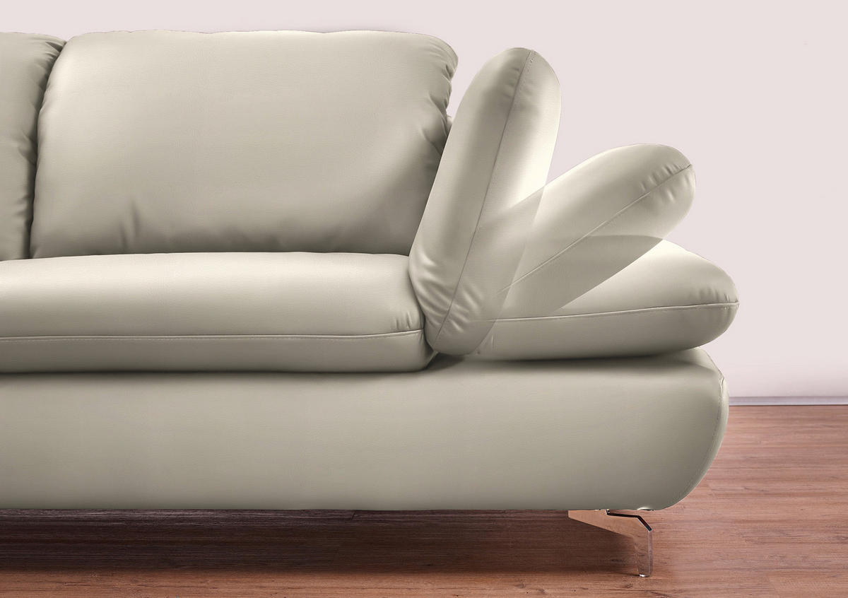 ECKSOFA in Echtleder Hellgrau  - Silberfarben/Hellgrau, Design, Leder/Metall (315/200cm) - Chilliano