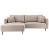 ECKSOFA Beige Lederlook  - Beige/Schwarz, Design, Textil/Metall (178/264-302cm) - Livetastic