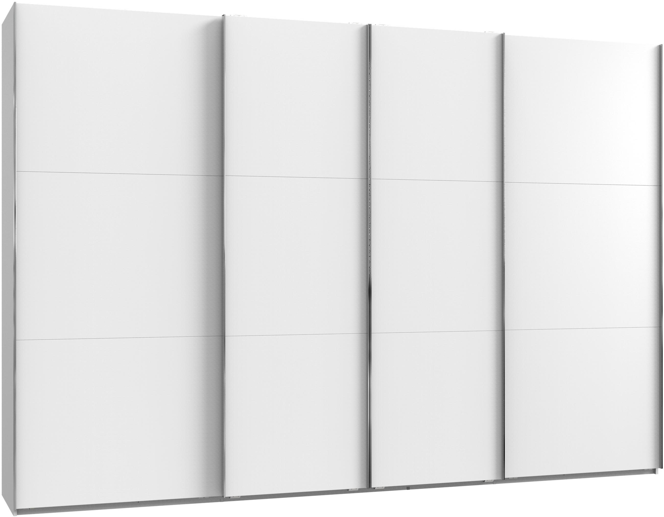 SCHWEBETÜRENSCHRANK 350/236/65 cm 4-türig Weiß  - Chromfarben/Weiß, MODERN, Holzwerkstoff (350/236/65cm) - MID.YOU