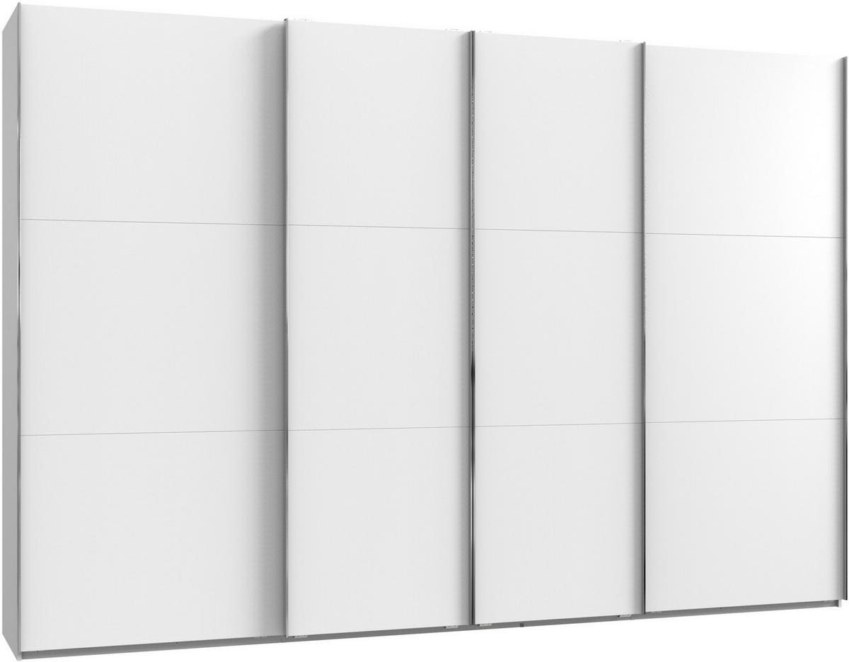 SCHWEBETÜRENSCHRANK 350/236/65 cm 4-türig Weiß  - Chromfarben/Weiß, MODERN, Holzwerkstoff (350/236/65cm) - MID.YOU