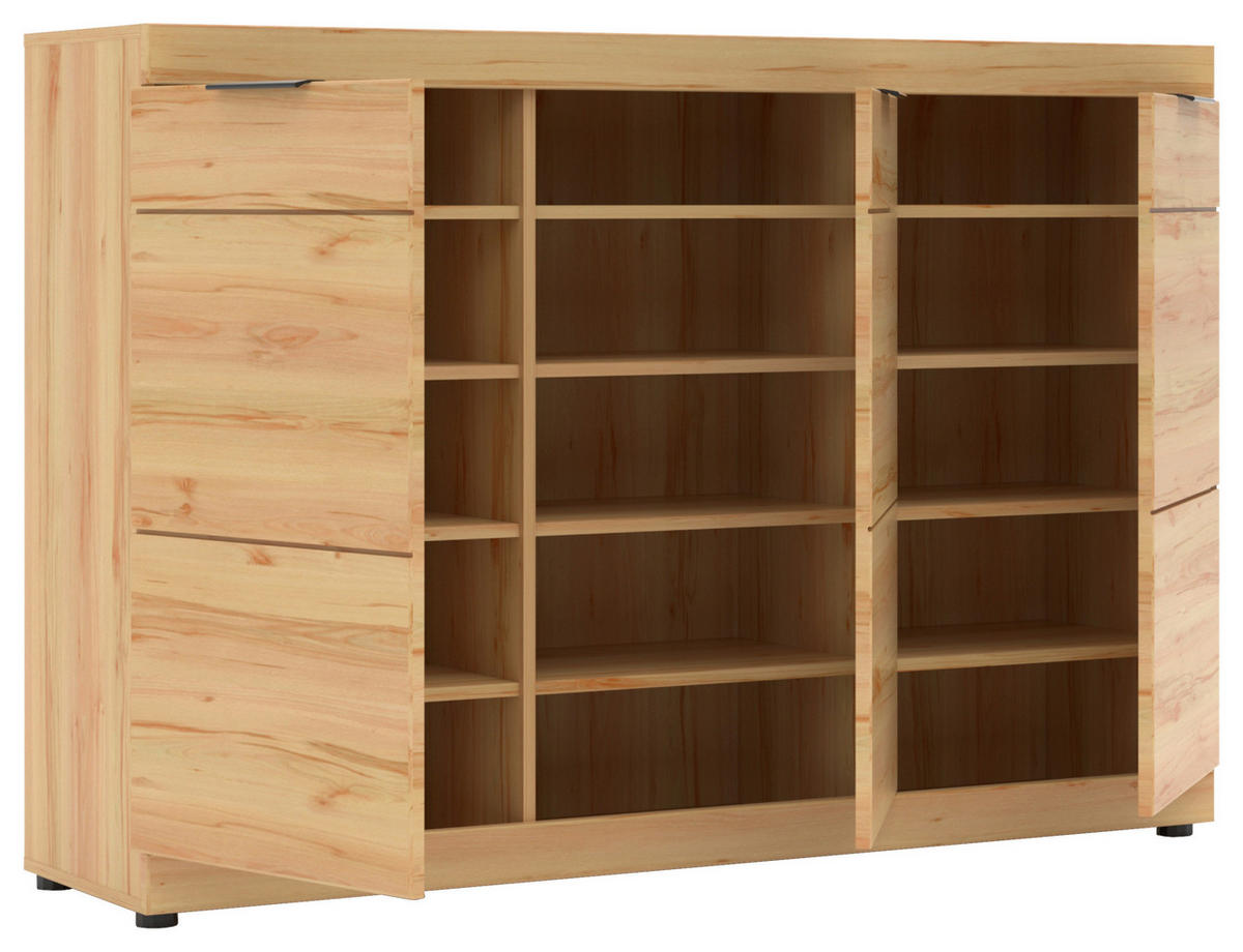 SCHUHSCHRANK Buchefarben  - Buchefarben/Schwarz, KONVENTIONELL, Holzwerkstoff/Kunststoff (150/105/40cm) - Cantus