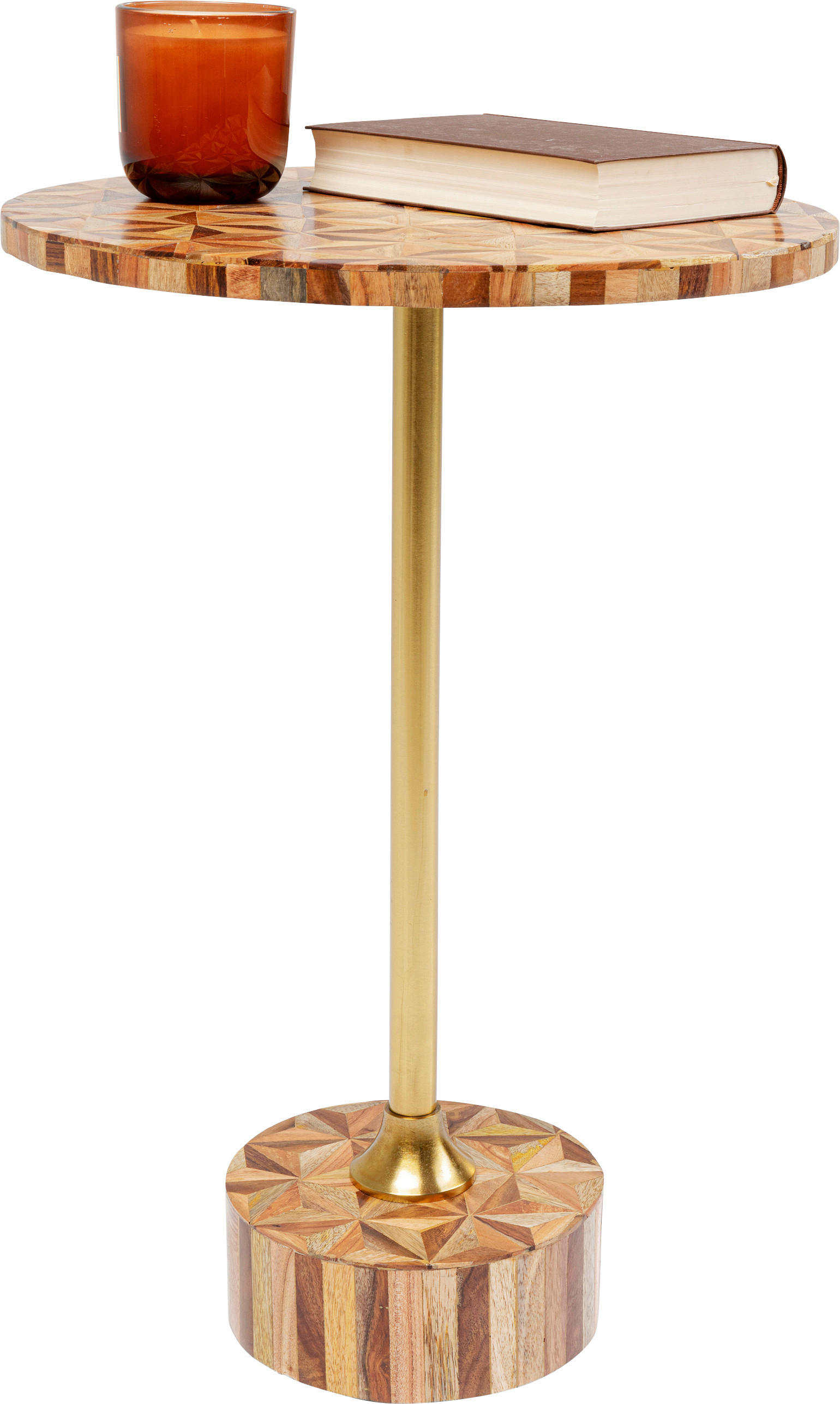 BEISTELLTISCH 40/50/40 cm Braun, Goldfarben rund  - Goldfarben/Braun, Kunststoff/Metall (40/50/40cm) - Kare-Design