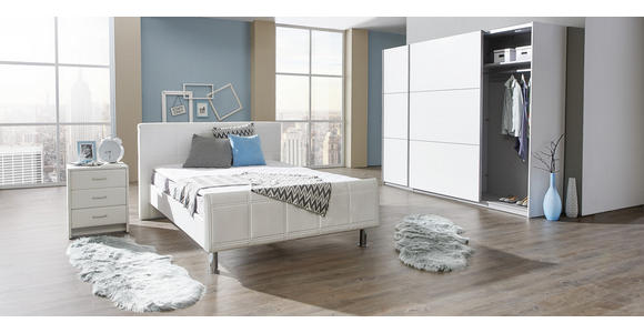 SCHWEBETÜRENSCHRANK in Weiß - Alufarben/Weiß, Design, Holzwerkstoff/Metall (270/210/61cm) - Carryhome