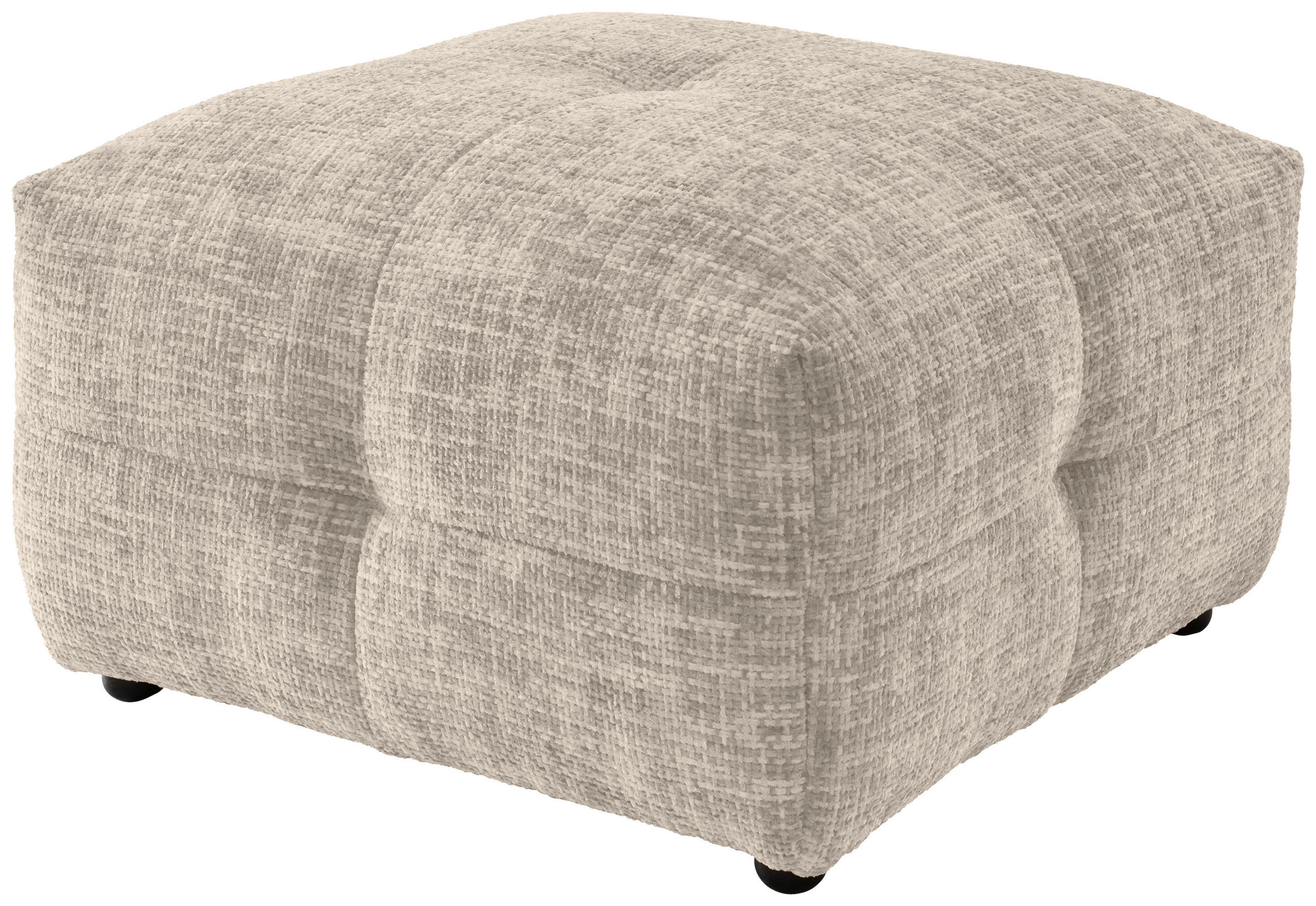 HOCKER in Textil Creme  - Creme/Schwarz, Design, Kunststoff/Textil (72/44/72cm) - Livetastic