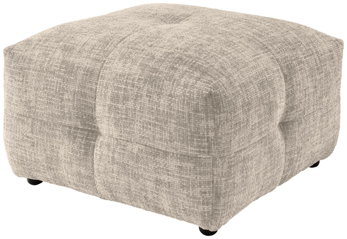HOCKER in Textil Creme  - Creme/Schwarz, Design, Kunststoff/Textil (72/44/72cm) - Livetastic