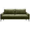 SCHLAFSOFA in Chenille Olivgrün  - Schwarz/Olivgrün, KONVENTIONELL, Textil/Metall (223/89/107cm) - Carryhome