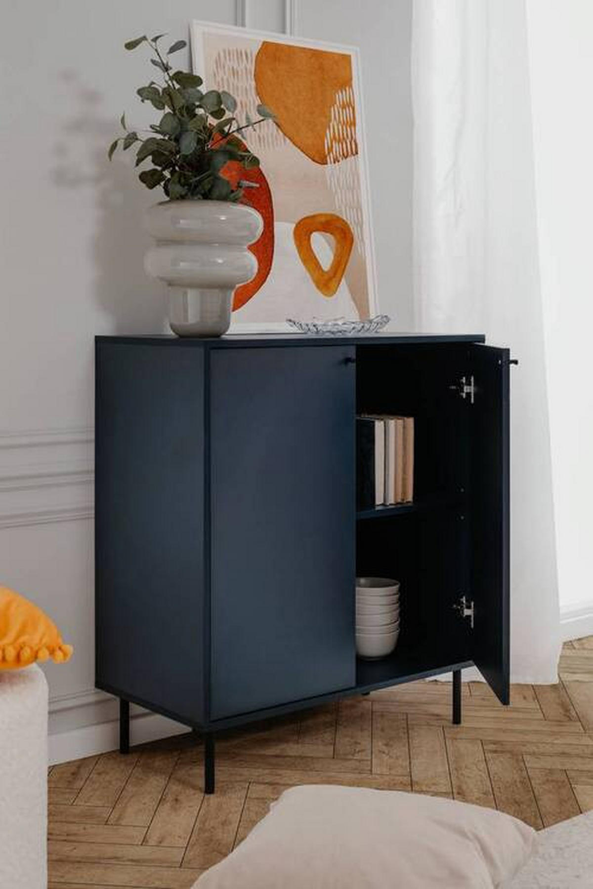 KOMMODE  in 80/90/40 cm  - Schwarz/Dunkelblau, MODERN, Holzwerkstoff/Metall (80/90/40cm) - MID.YOU